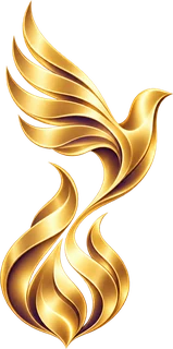 A golden dove rising from a flame